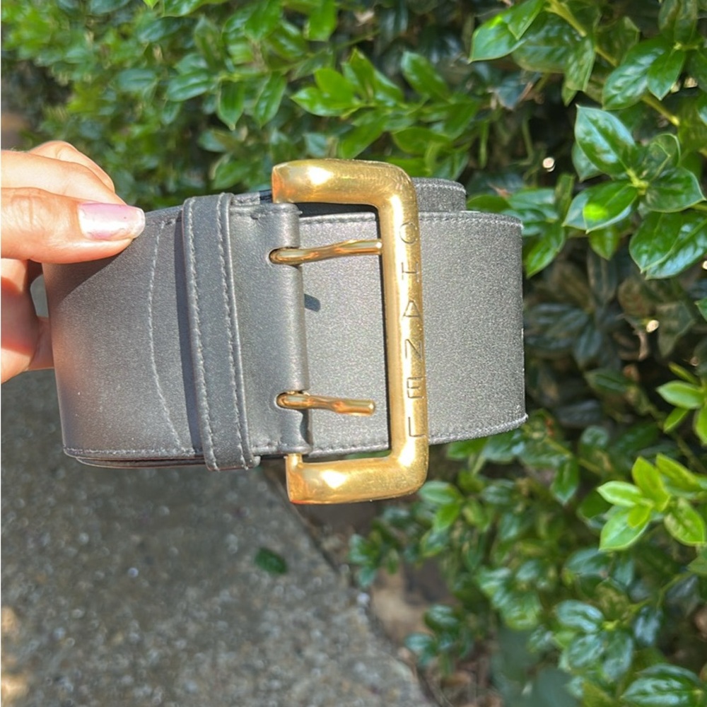 CHANEL Black Belt with Gold Buckle